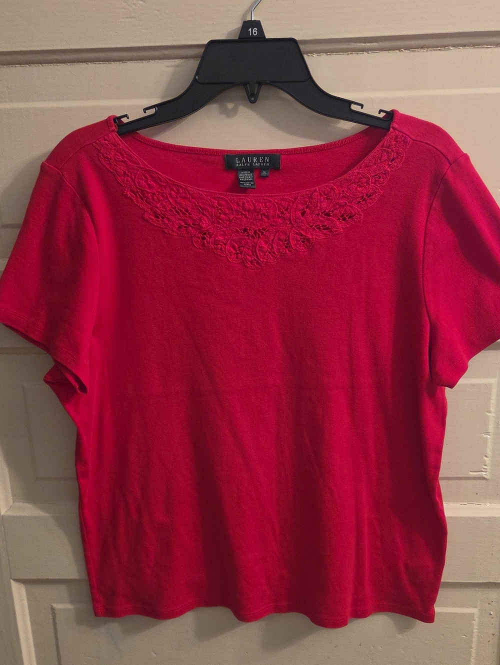 Lauren Ralph Lauren Pink Short-Sleeve Tee with Embroidered Scoop Neck